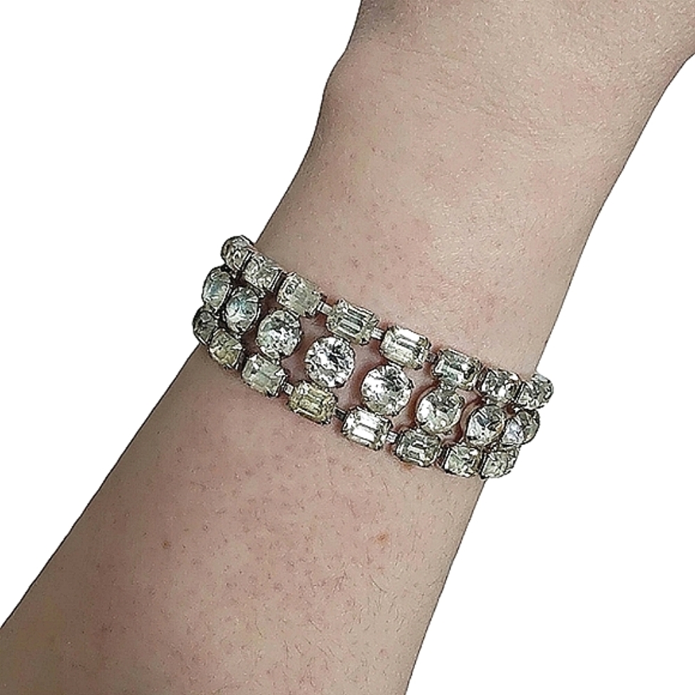Eisenberg Crystal Rhinestone Headlight Bracelet Signed - Picture 5 of 15